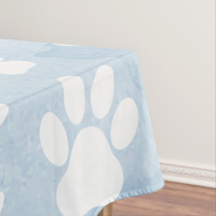 Toalha De Mesa Padrão De Patas, Pestanas Brancas, Aquarelas, Azul