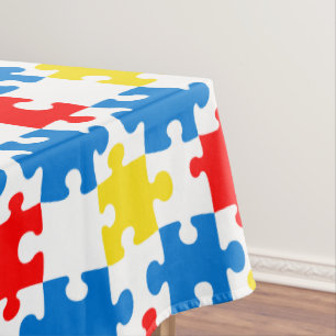 Toalha De Mesa Padrão de Peças de Quebra-Cabeça Coloridas e Vibra