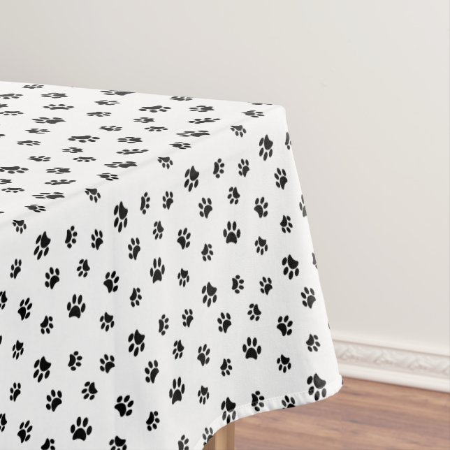 Toalha De Mesa Padrão de Pegadas Pretas (Posição Original)