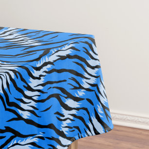 Toalha De Mesa Padrão de Pele de Tigre Azul Design