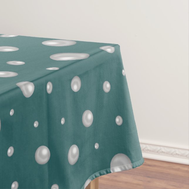 Toalha De Mesa Padrão de Pérola em Fundo Azul Turquesa Transforma (Posição Original)