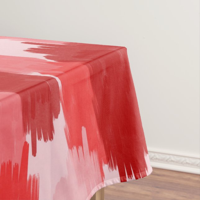 Toalha De Mesa Padrão de pinceladas de Abstrato Rosa Vermelho (Posição Original)