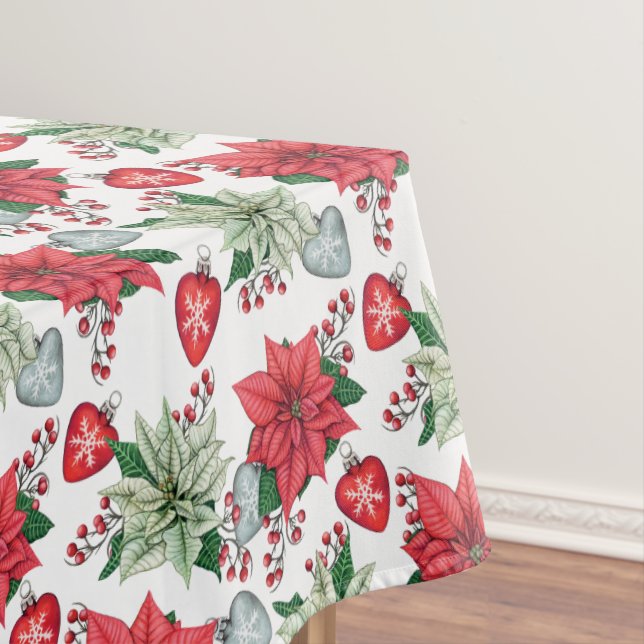 Toalha De Mesa Padrão de Poinsettia de Natal (Posição Original)