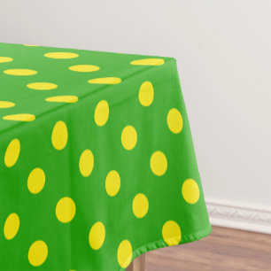 Toalha De Mesa Padrão de Pontos Amarelos em Verde Design