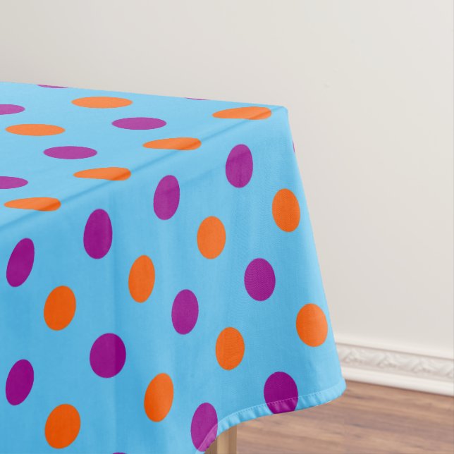 Toalha De Mesa Padrão de Pontos Azul Roxo Laranja (Posição Original)