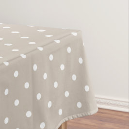 Toalha De Mesa Padrão de Pontos Brancos em Fundo Bege