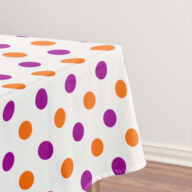 Toalha De Mesa Padrão de Pontos Brancos Roxo Laranja (Posição Original)
