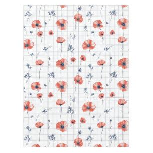 Toalha De Mesa Padrão de Presilhas Vermelhas com Aquarela em Bran