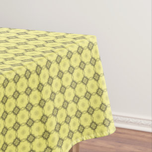 Toalha De Mesa Padrão de Quadrado de Diamante Amarelo e Cinza