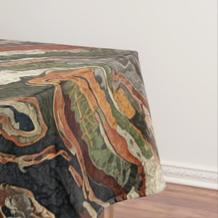 Toalha De Mesa Padrão de Remoinho em Tons Terrosos Abstratos