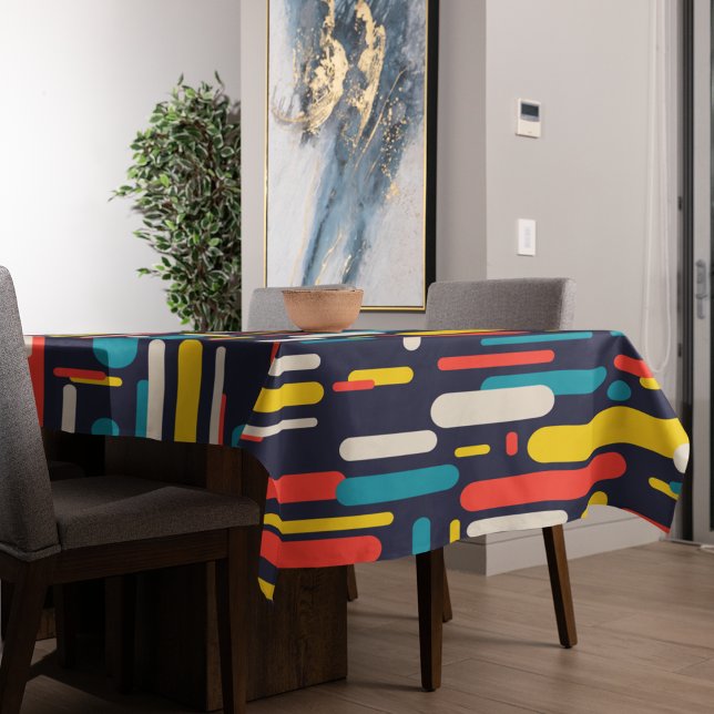 Toalha De Mesa Padrão de Retângulo Arredondado Geométrico (Geometric rectangles table cloth)