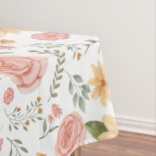 Toalha De Mesa Padrão de Rosa de flor selvagem do legante rosa