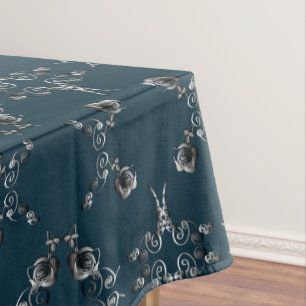 Toalha De Mesa Padrão de Rosa de prata para 16 anos