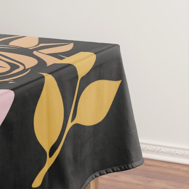 Toalha De Mesa Padrão de rosa e Folhas (Posição Original)