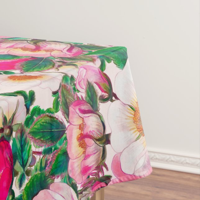 Toalha De Mesa Padrão de Rosas Selvagens (Posição Original)