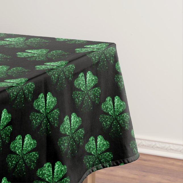 Toalha De Mesa Padrão de Shamrock brilhante verde escuro a preto (Posição Original)