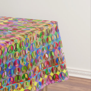 Toalha De Mesa padrão de símbolos de paz multicoloridos