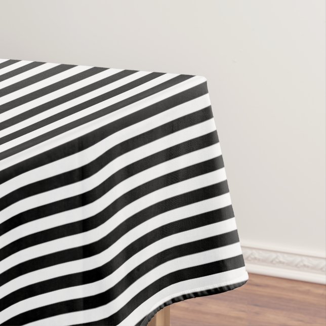 Toalha De Mesa Padrão de Stripe Negra e Branca Estreita (Posição Original)