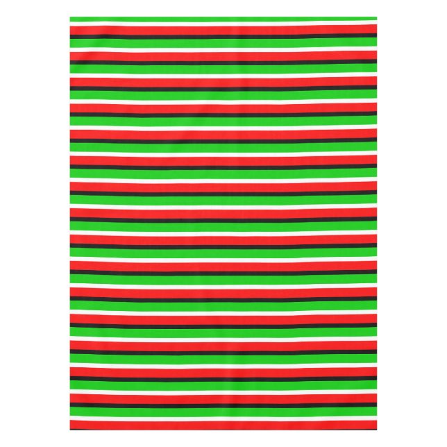 Toalha De Mesa Padrão de Stripe Verde Vermelho Design (Frente)