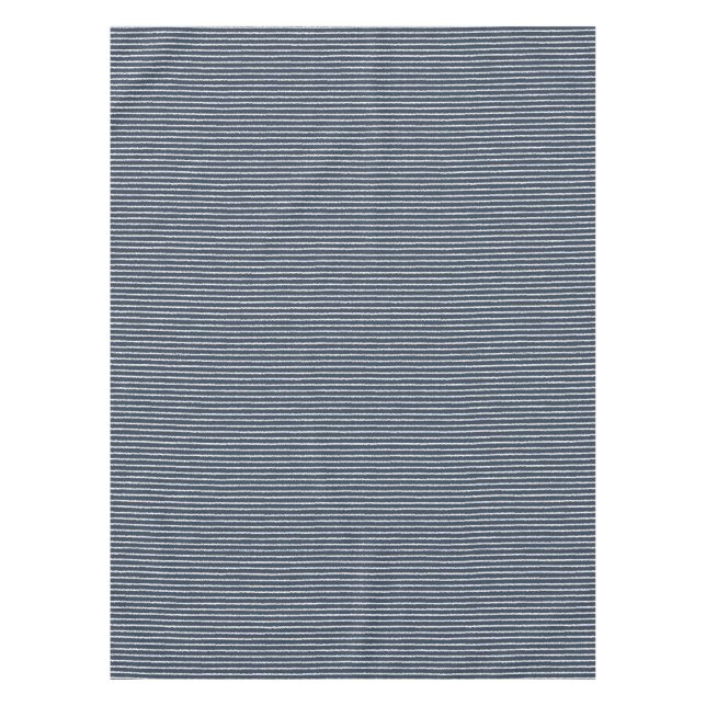 Toalha De Mesa Padrão de Stripes Azul Escuro e Branco (Frente)