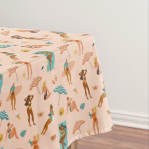 Toalha De Mesa Padrão de Sunbathers de Praia