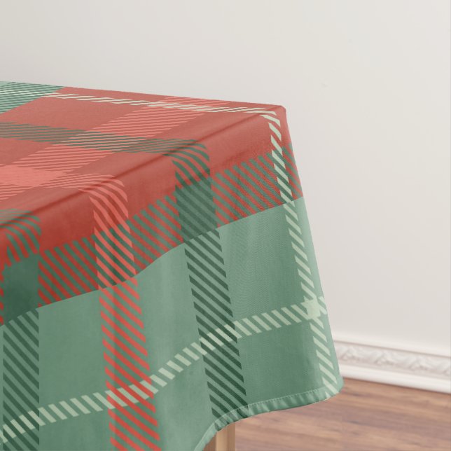 Toalha De Mesa Padrão de tartã de Natal vermelho e verde (Posição Original)