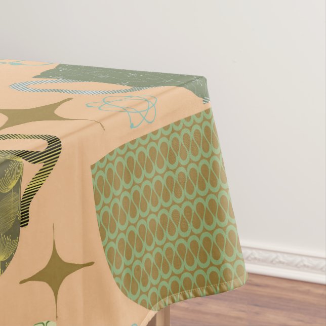 Toalha De Mesa Padrão de Teacup de Coral do meio século (Posição Original)