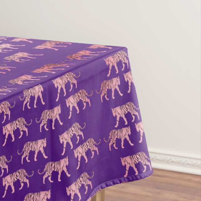 Toalha De Mesa Padrão de Tigres Rosa (Posição Original)