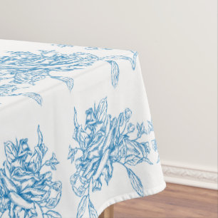 Toalha De Mesa Padrão de Toile Francês Azul