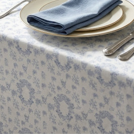 Toalha De Mesa Padrão de Toile Francês Branco Azul