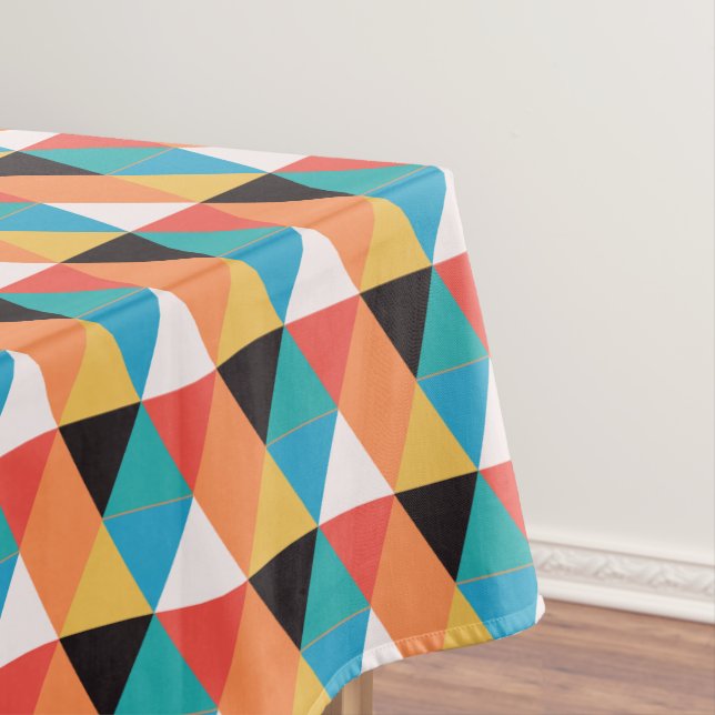 Toalha De Mesa Padrão de Triângulo Multicolorido (Posição Original)