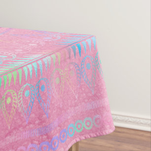 Toalha De Mesa Padrão de Unicórnio Boêmio Iridescente