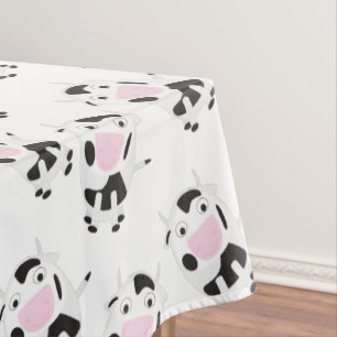 Toalha De Mesa Padrão de Vaca Branca Preta