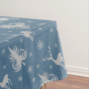 Toalha De Mesa Padrão de veados de Natal Padrões Azuis