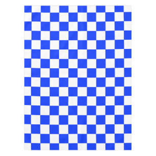 Toalha De Mesa Padrão de Verificação Branco Azul