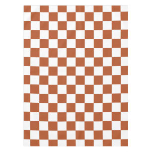 Toalha De Mesa Padrão de Verificação Branco Castanho