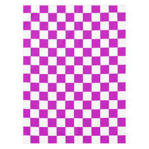 Toalha De Mesa Padrão de Verificação Branco Roxo