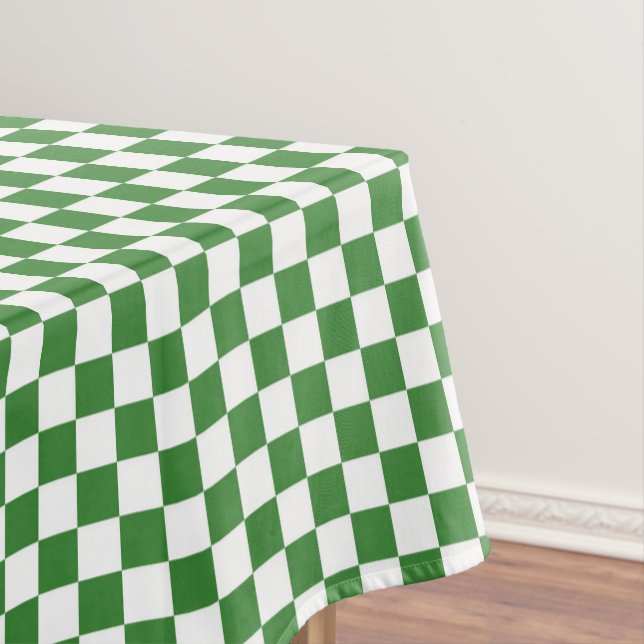 Toalha De Mesa Padrão de verificação branco verde (Posição Original)