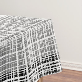 Toalha De Mesa Padrão de verificação de Cinza, branco e preto