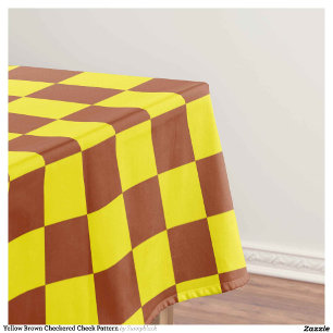 Toalha De Mesa Padrão de Verificação Marrom Amarelo Verificado