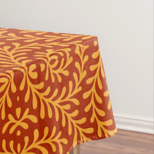 Toalha De Mesa Padrão de videira folhosa amarelo dourado
