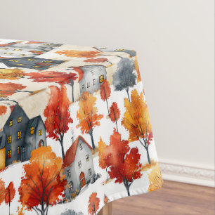 Toalha De Mesa Padrão de Vila Rustic Watercolor