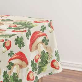 Toalha De Mesa Padrão de Vintage Forest Mushroom Lucky Clover
