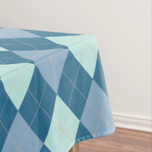 Toalha De Mesa Padrão de Vintagem de Argyle Azul