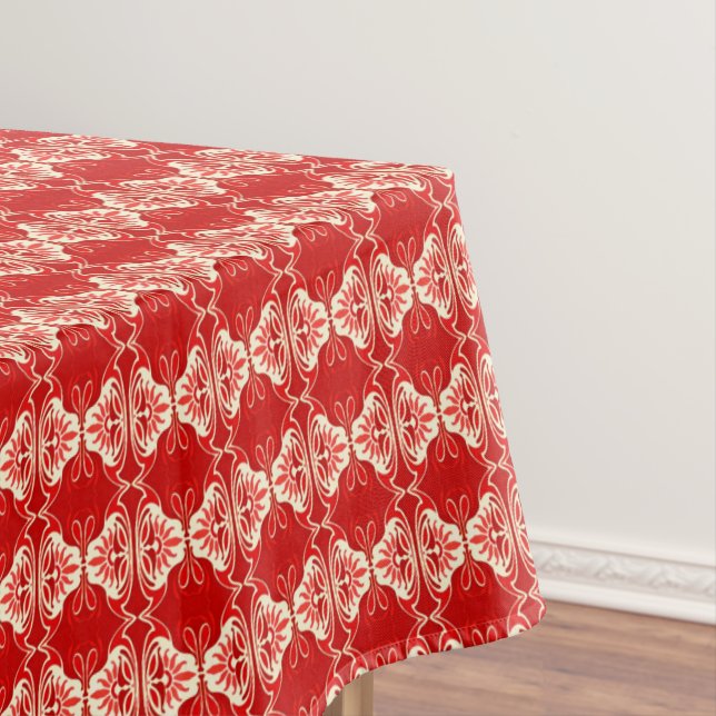 Toalha De Mesa Padrão de wallpaper Art Deco - vermelho e branco (Posição Original)