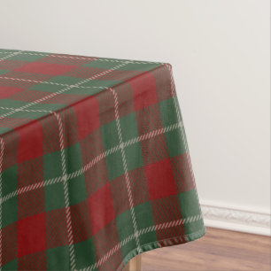 Toalha De Mesa Padrão de Xadrez de Tartan Vermelho Verde e Beige