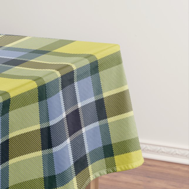 Toalha De Mesa Padrão de Xadrez do Tartan Azul e Amarelo moderno (Posição Original)