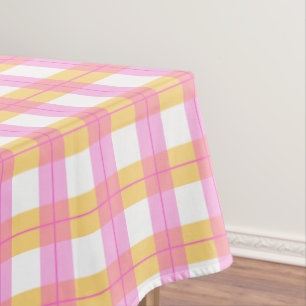 Toalha De Mesa Padrão de xadrez rosa e amarelo