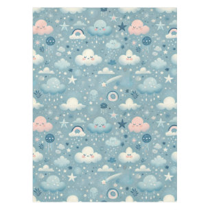 Toalha De Mesa Padrão do Céu Whimsical com Nuvens, Estrelas - Azu