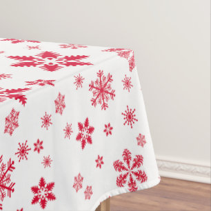 Toalha De Mesa Padrão do Floco de Neve, Flocos de Neve Vermelhos,